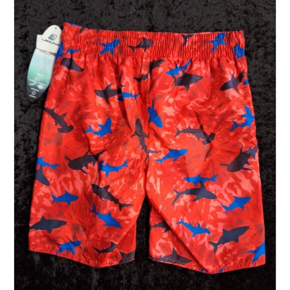 NWT Laguna Big Boys Red & Blue Shark Swim Trunks Size Youth 10/12 With UPF 50+ S - Picture 5 of 9